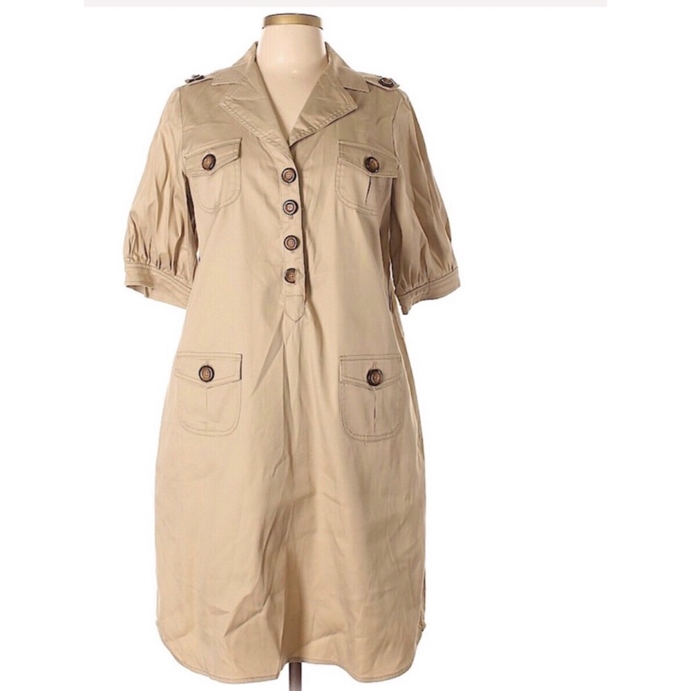 Tibi Womens Button Down Tan Beige Dress Size 4